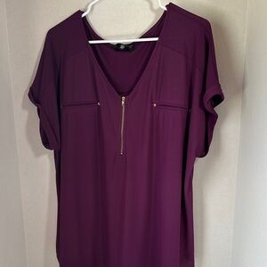 Flower & feather purple short sleeve shirt size 2XL
